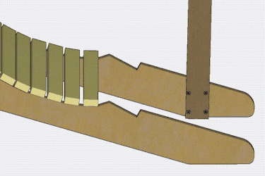 3D-malli: Selkänojalla on omat jalkansa, jotka menevät istuimen leveiden jalkojen sisään. 3D-malli: Selkänojalla on omat jalkansa, jotka menevät istuimen leveiden jalkojen sisään.